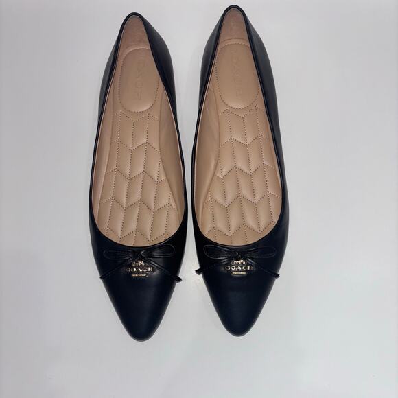 COACH Annabelle Black Leather Flats Size 10 - Picture 2 of 15